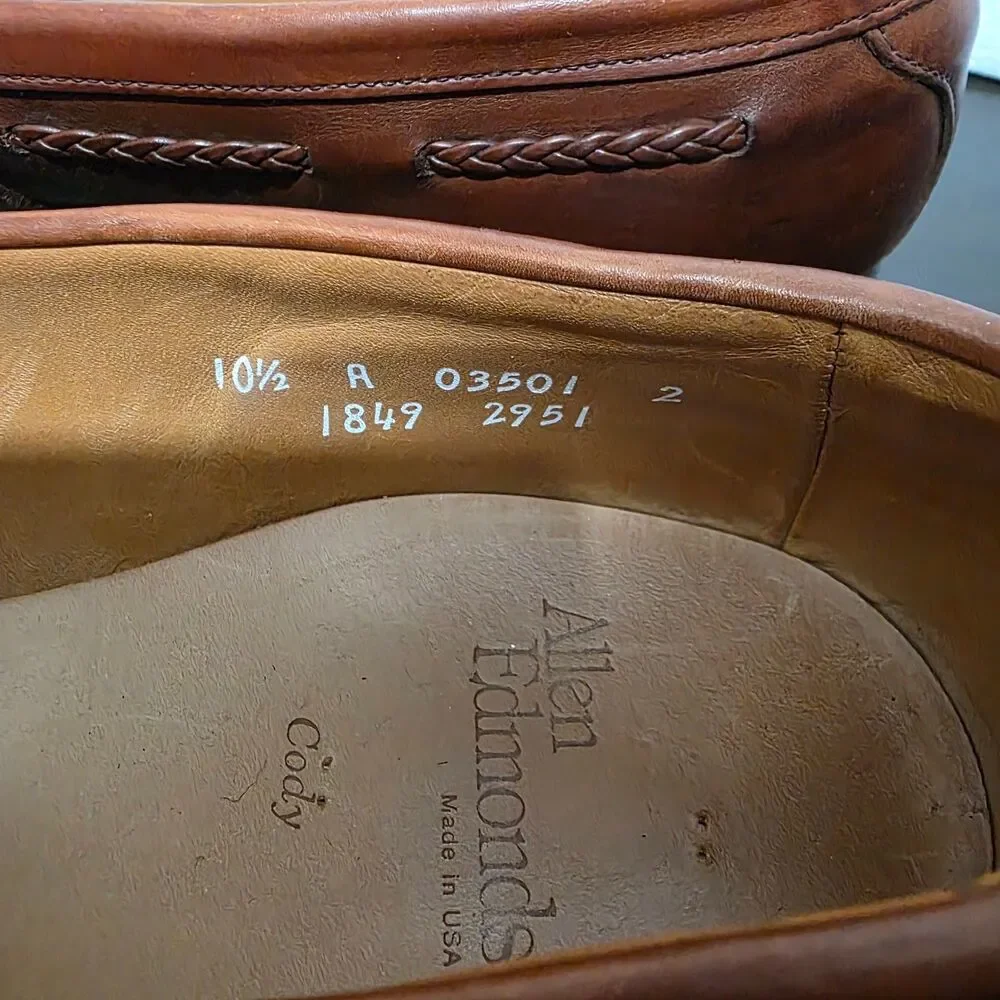 Allen Edmonds Cody Woven Kiltie Tassel Leather Dress Loafers Men 10,5A USA Made